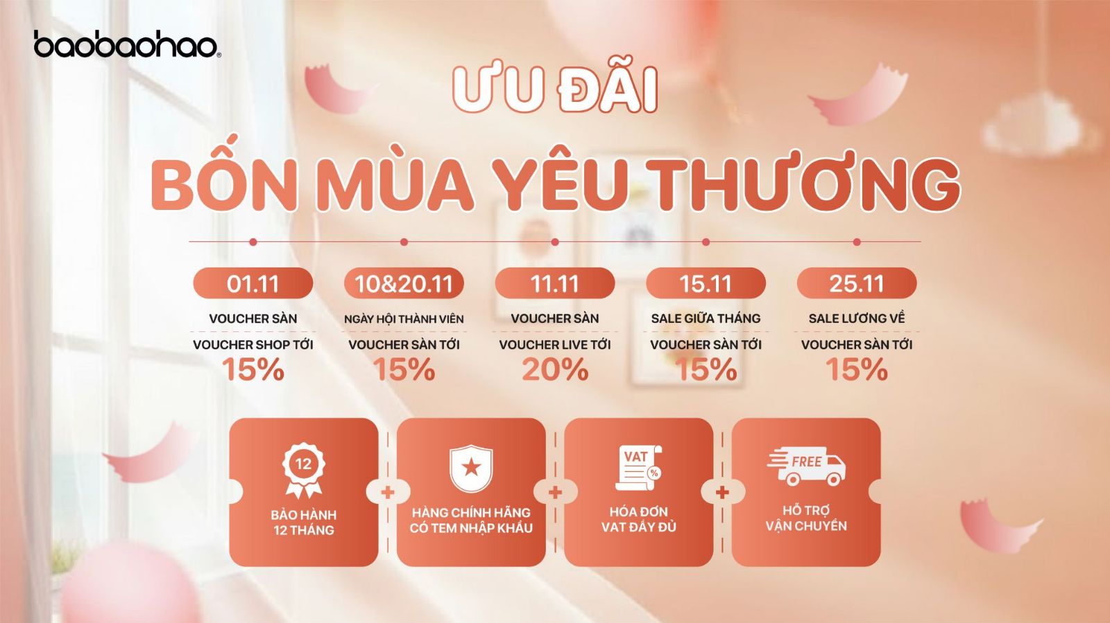 Hình ảnh cho danh mục Lịch Săn Sale Baobaohao Tháng 11: Ưu Đãi Bốn Mùa Yêu Thương Đến 20%
